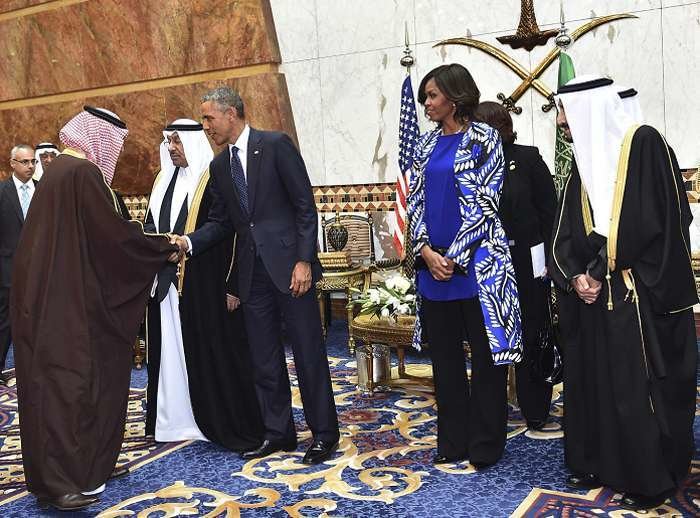 Michelle Obama durante su visita a Arabia en enero de 2015.