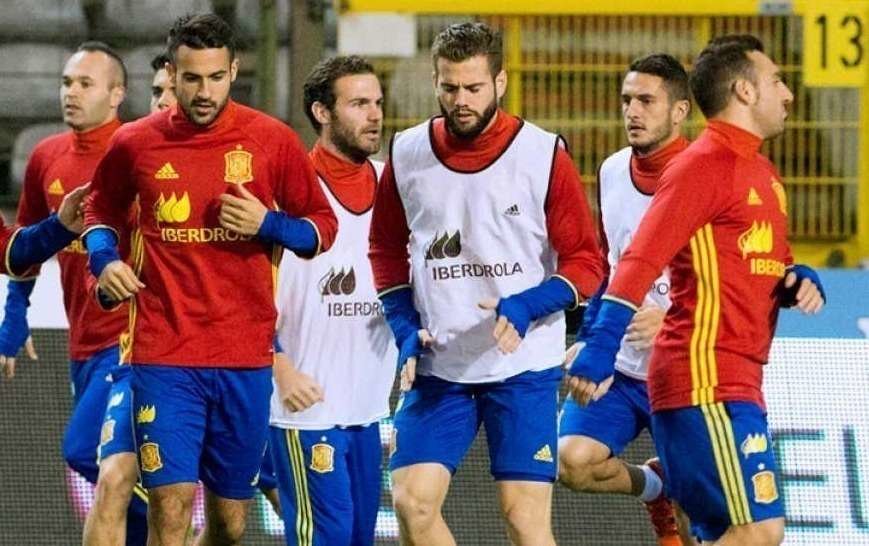 La selección española, durante un entrenamiento. (TVE)