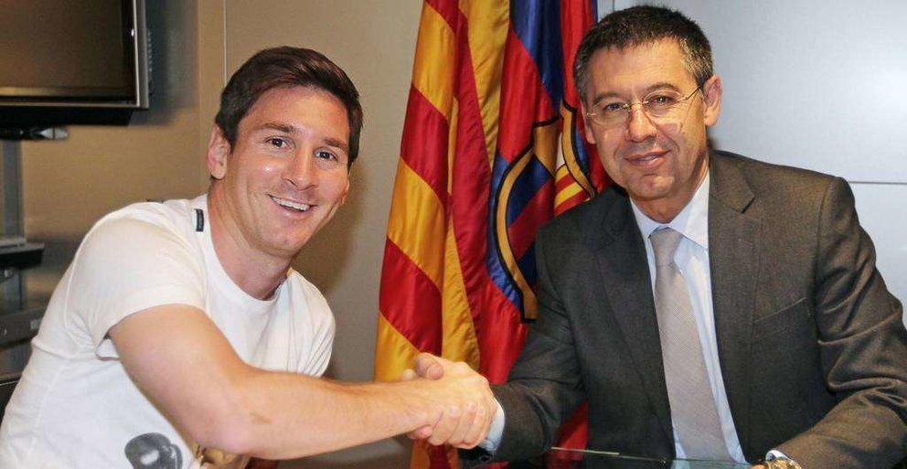 Messi y Bartomeu en 2014.
