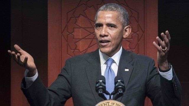 El presidente Obama durante el discurso en una mezquita de Baltimore.
