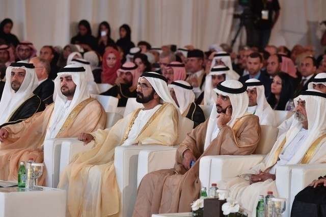Autoridades durante la Quinta Conferencia Internacional de la Lengua Árabe en Dubai.(WAM)