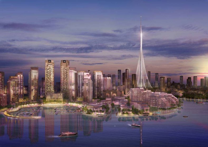 Maqueta de la Torre de Calatrava en el Dubai Creek.