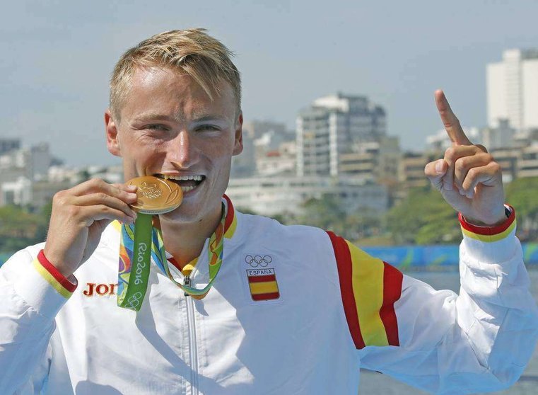 Marcus Cooper Walz, con la medalla de oro conseguida en los Juegos Olímpicos de Río. (Twitter)