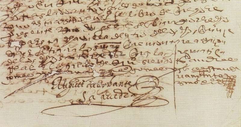 Acta original firmada por Miguel de Cervantes. (EL CORREO)