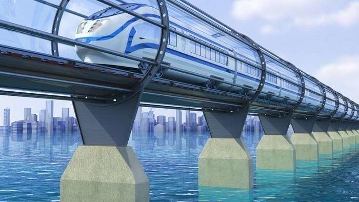 Una imagen del futurista método de transporte de Hyperloop.