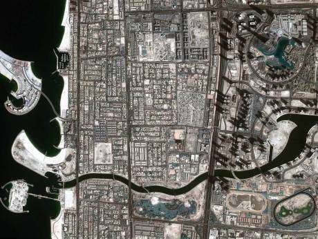 Imagen del satélite del Gran Canal de Dubai.