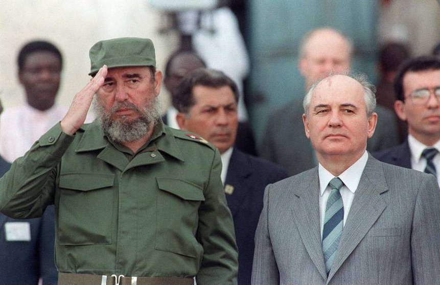 Castro y el expresidente ruso Gorbachov en la Habana en abril de 1989.