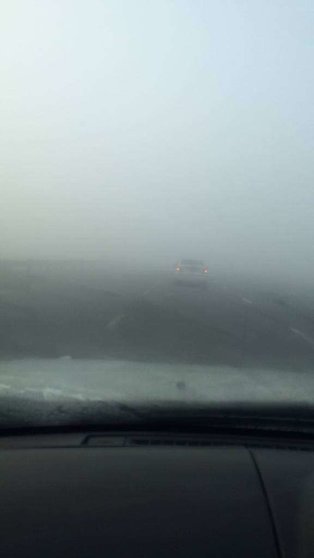 Intensa niebla durante la mañana de este jueves en la carretera 311. (E.C.)