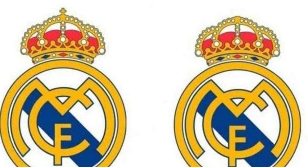 Escudo del Real Madrid con y sin cruz.