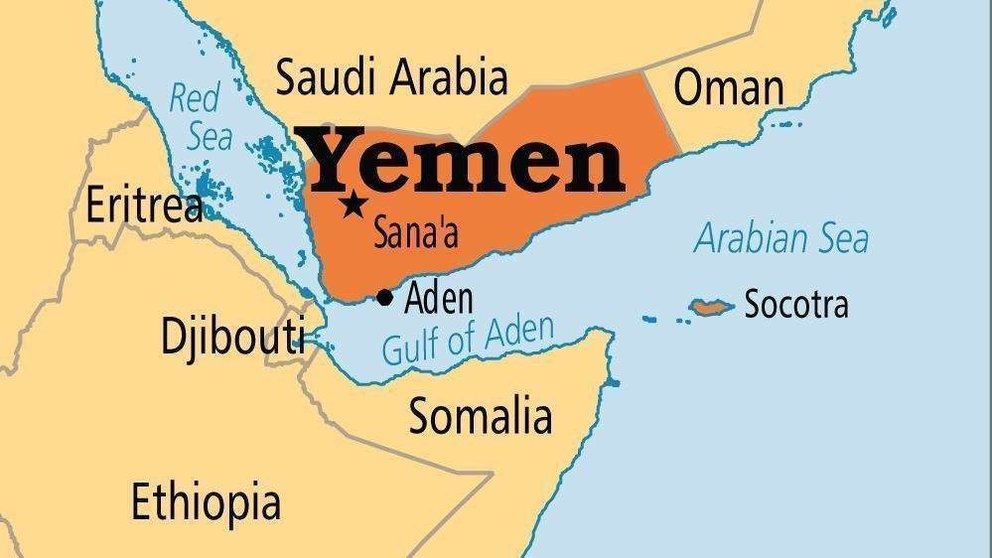 Mapa de Yemen. 