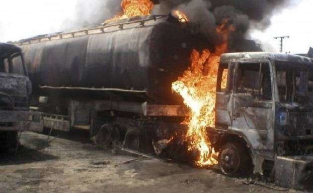 El camión cisterna siniestrado en Pakistán.