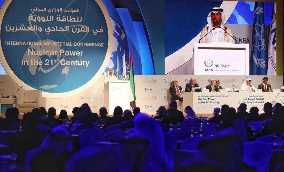 Suhail bin Mohammed Faraj Faris Al Mazrouei, ministro de Energía de Emiratos, durante la cumbre sobre energía nuclear de Abu Dhabi.