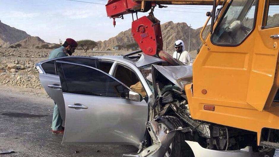 Un vehículo accidentado en las carreteras de RAK: (Policía de RAK)