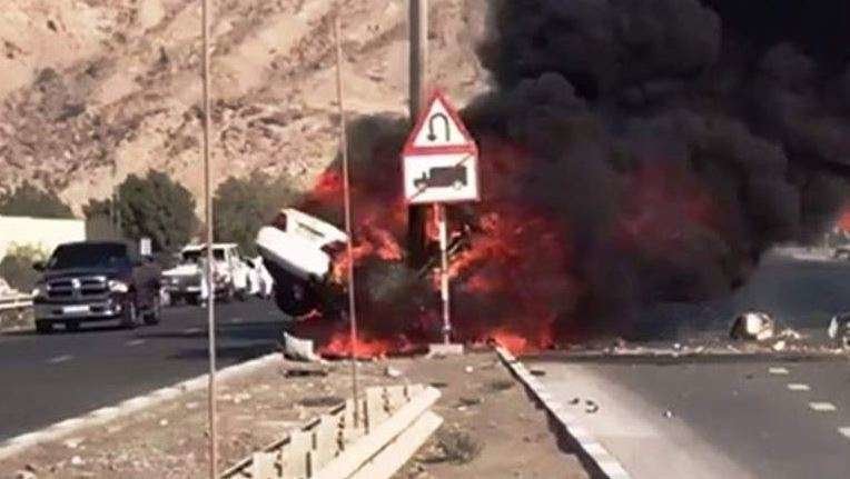 Una imagen suministrada al Khaleej Times del accidente de tráfico.