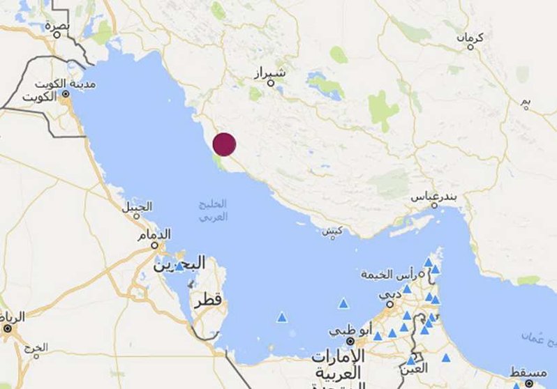 El epicentro del terremoto de este 19 de abril se ha situado a más de 500 kilómetros de Abu Dhabi. (NCM)