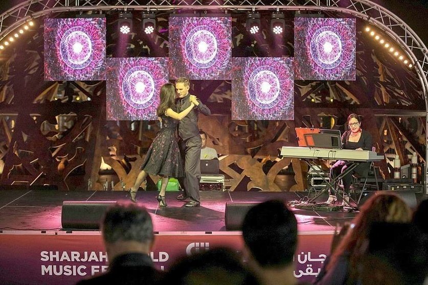 Puesta en escena de 'Mujeres en Tango' en el Festival Mundial de Música de Sharjah. (Cedida)