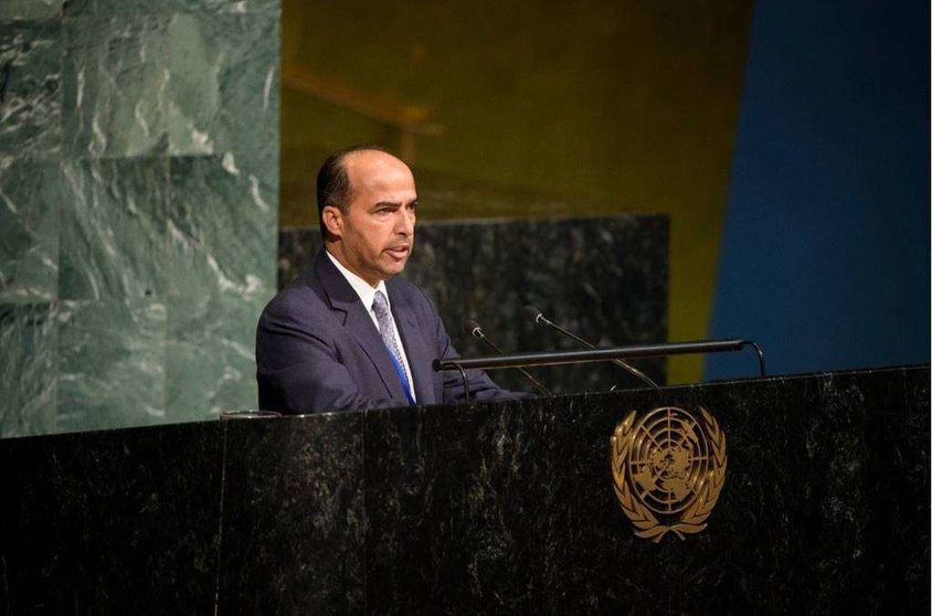 Salem Al Zaabi durante su intervención en la Asamblea General de la ONU. (WAM)