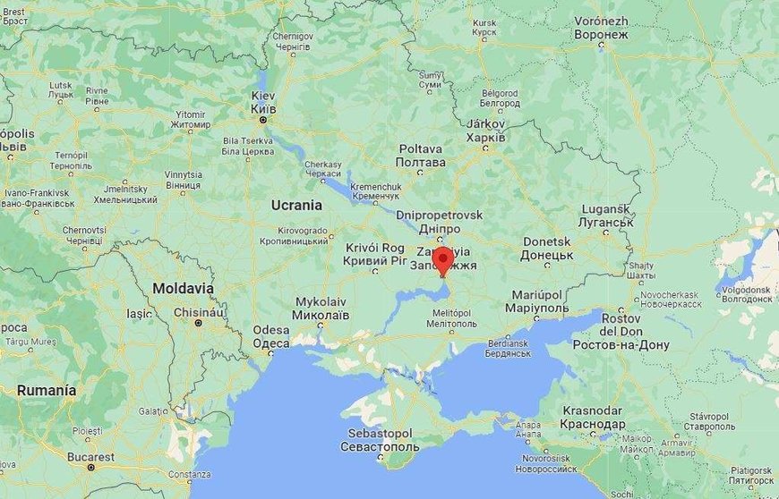 Localización de la central nuclear de Zaporizhzhia. (Google Maps)