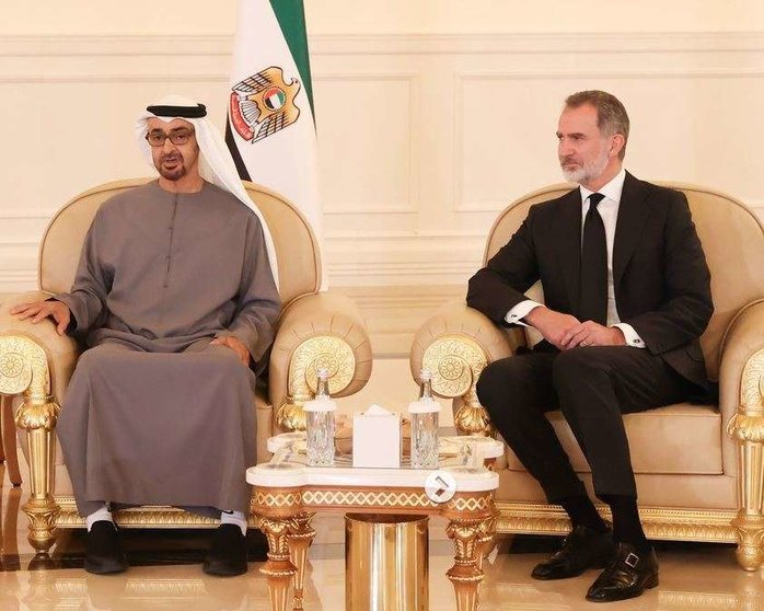 El rey Felipe VI y el presidente de Emiratos Árabes. (Casa Real)