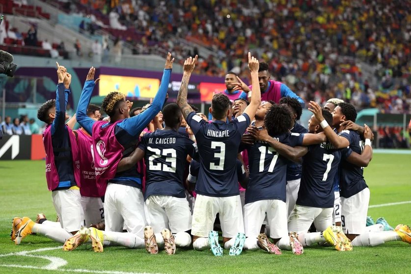 Ecuador celebra su empate ante Países Bajos. (FIFA.COM)