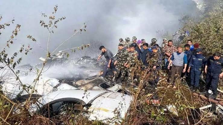 Una imagen del lugar donde cayó el avión en Nepal