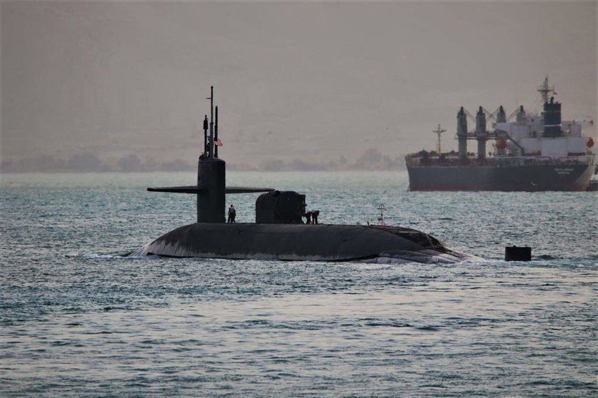 El USS Florida, un submarino de misiles de crucero de propulsión nuclear de clase Ohio. (Twitter)