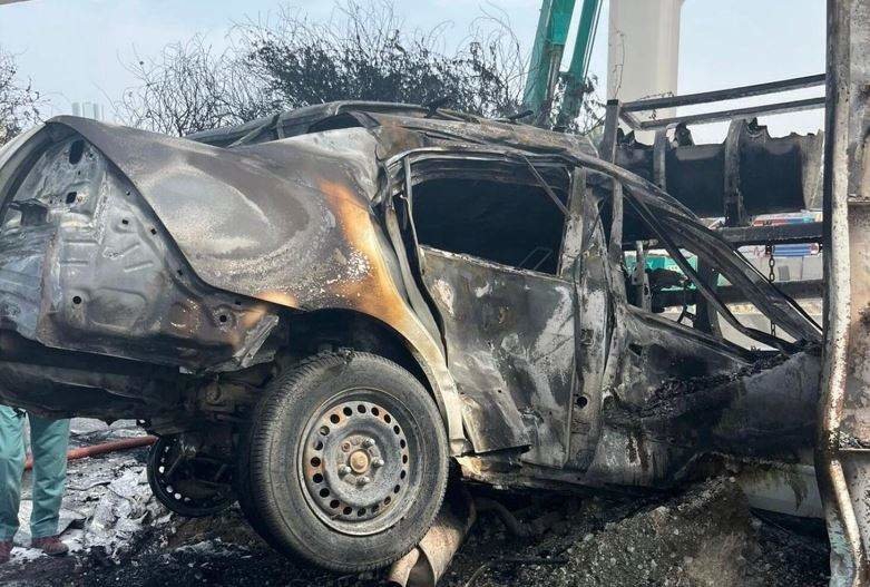 Estado del vehículo tras el accidente. (Policía Fujairah)
