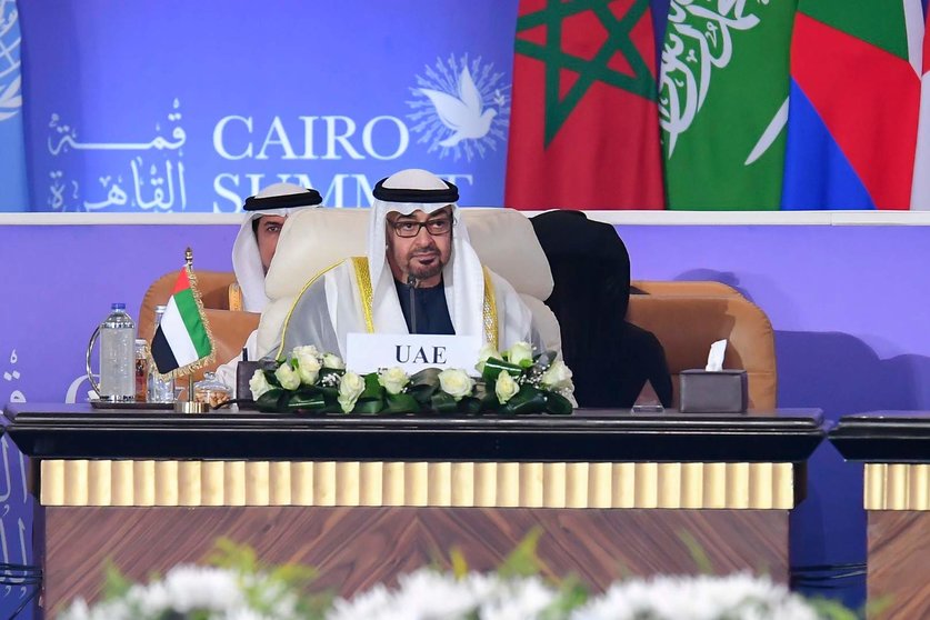 El presidente de EAU durante la Cumbre de Paz en El Cairo. (WAM)