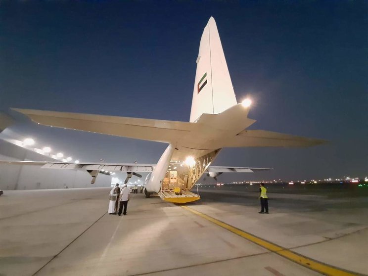 Una aeronave con ayuda a Gaza. (Dubai Media Office)