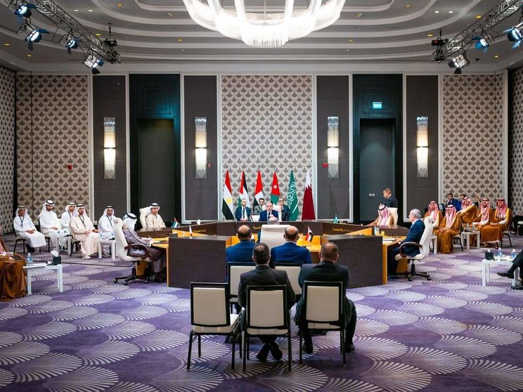 Un momento del encuentro de los ministros de Exteriores árabes y la OLP. (WAM)