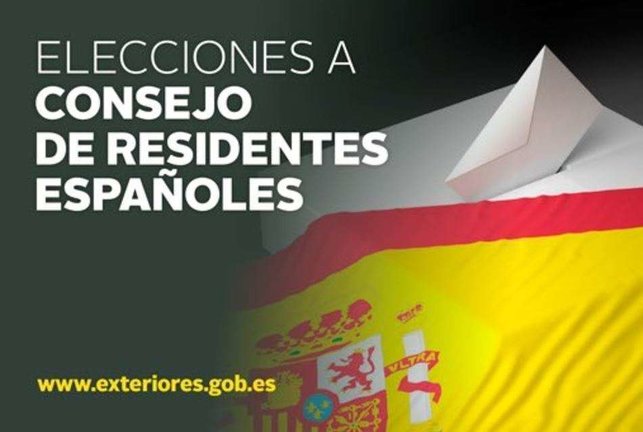 Cartel anunciador de las elecciones al Consejo de Residentes Españoles en Emiratos Árabes. 