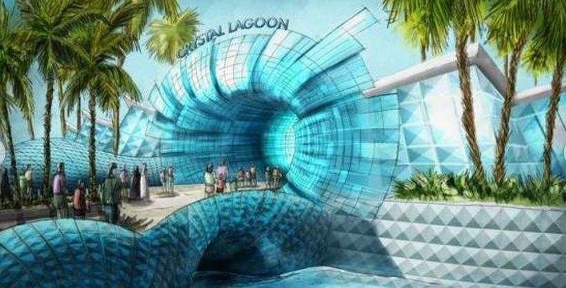 Futuro parque acuático Crystal Lagoon en Sharjah.