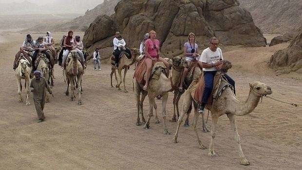 Un grupo de turistas en Egipto.