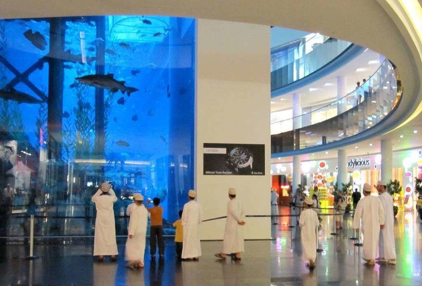Una imagen del acuario del Duabi Mall.