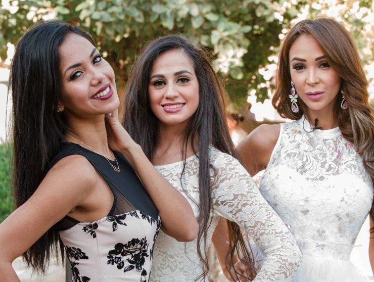 Tres candidatas a Miss Latina Middle East.