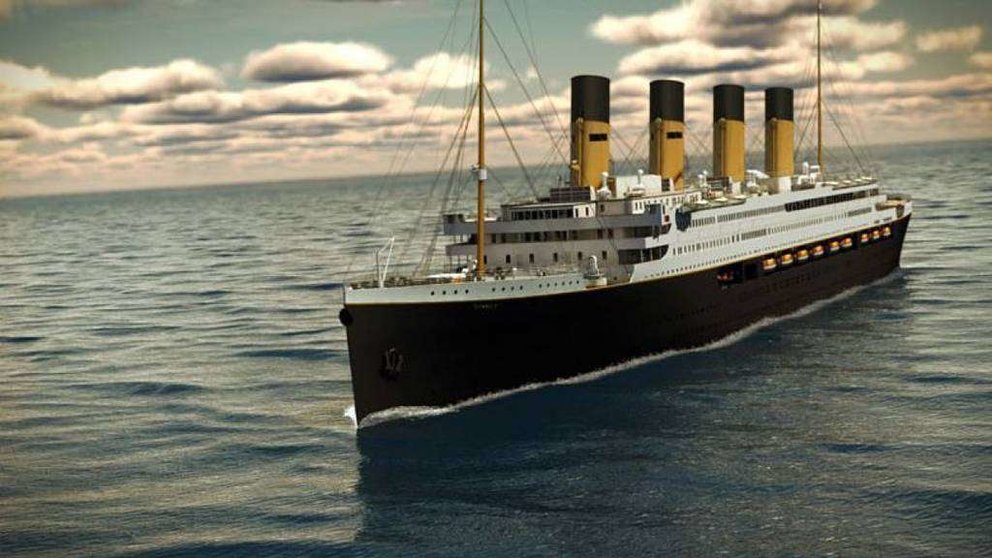 Reproducción de la réplica del Titanic.