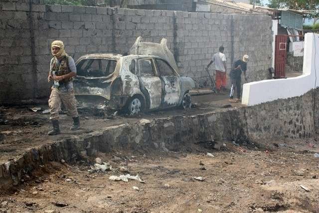 Escenario del atentado suicida contra el jefe de policía de Adén. (AFP)