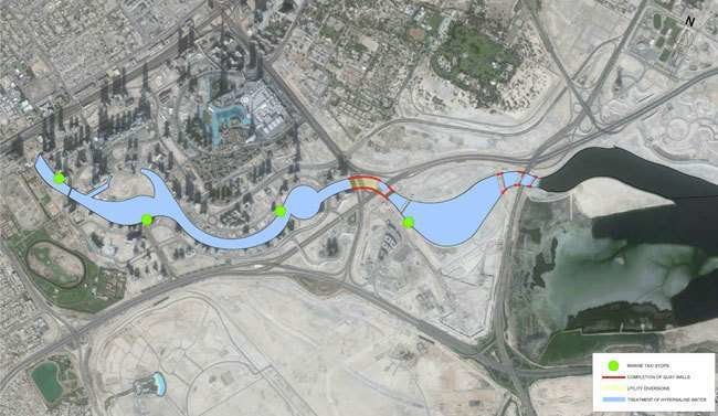 Plano del proyecto del Canal de Agua de Dubai. (7days)