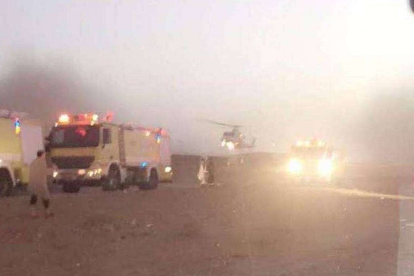 Una imagen del grave accidente de tráfico ocurrido cerca de Riad.