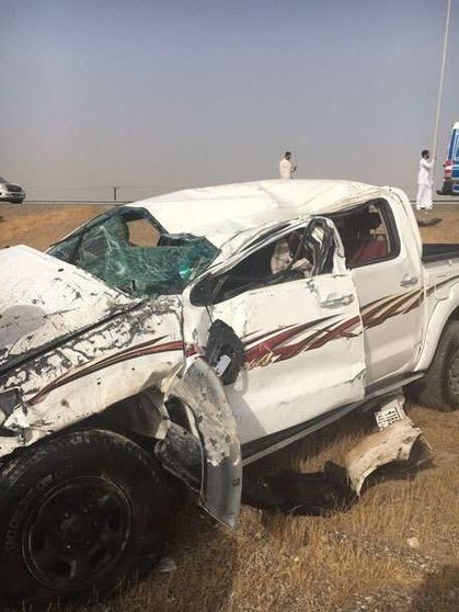 Estado en el que quedó el vehículo tras el accidente en Ras Al Khaimah.