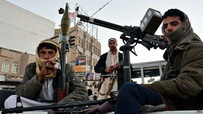Fuerzas rebeldes en Yemen.