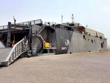 Una imagen del buque Swift en un puerto de Emiratos Árabes (WAM).