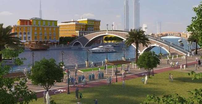 Una maqueta del Gran Canal de Dubai.