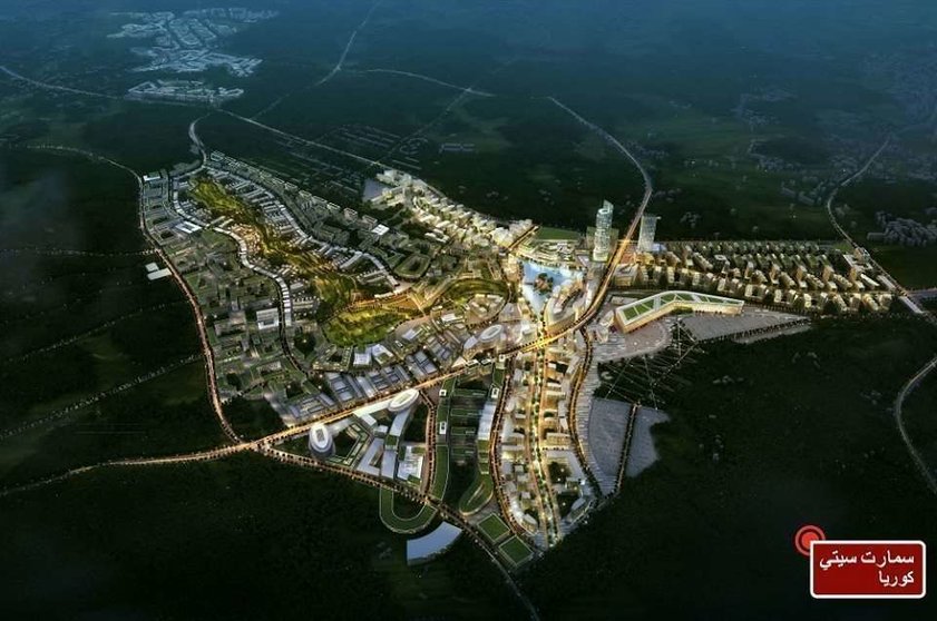 Recreación virtual de la futura ciudad inteligente de Corea del Sur. (Dubai Media Office)