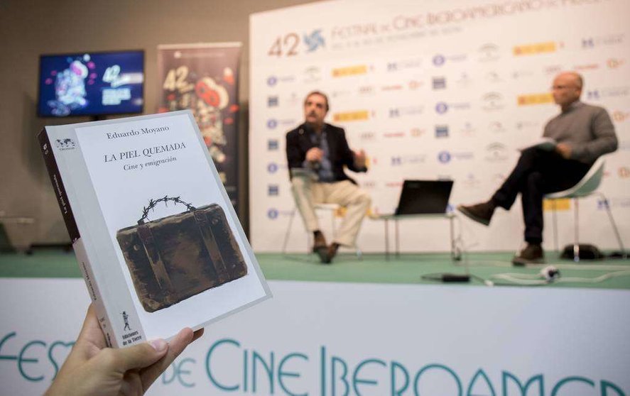 Presentación de 'La piel quemada', de Eduardo Moyano, en el marco del 42 Festival de Cine Iberoamericano de Huelva. (Cedida)