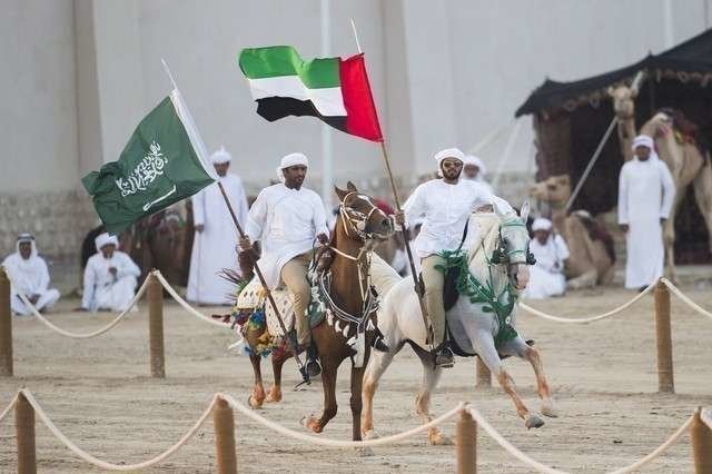 Un momento del espectáculo Union March de Abu Dhabi.