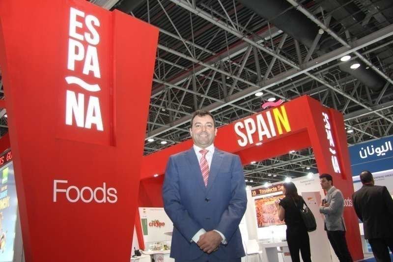 Erik Rovina, ante el pabellón principal de España en Gulfood 2017. (EL CORREO)