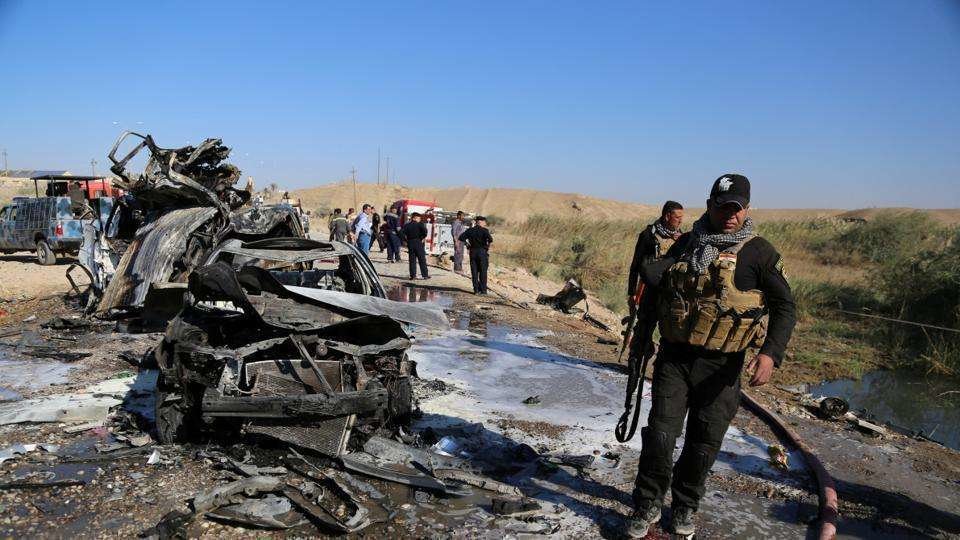 Fuerzas irakíes ante un atentado suicida.