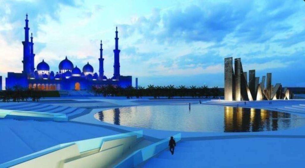 Imagen del Monumento a los Héroes en la Gran Mezquita de Abu Dhabi.