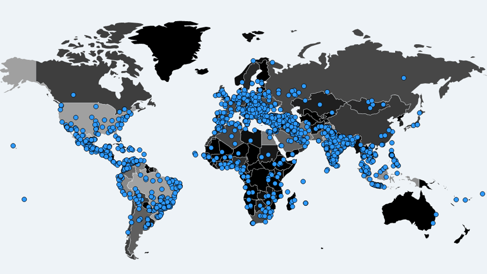 Mapa de países afectados por el ciberataque de este viernes.